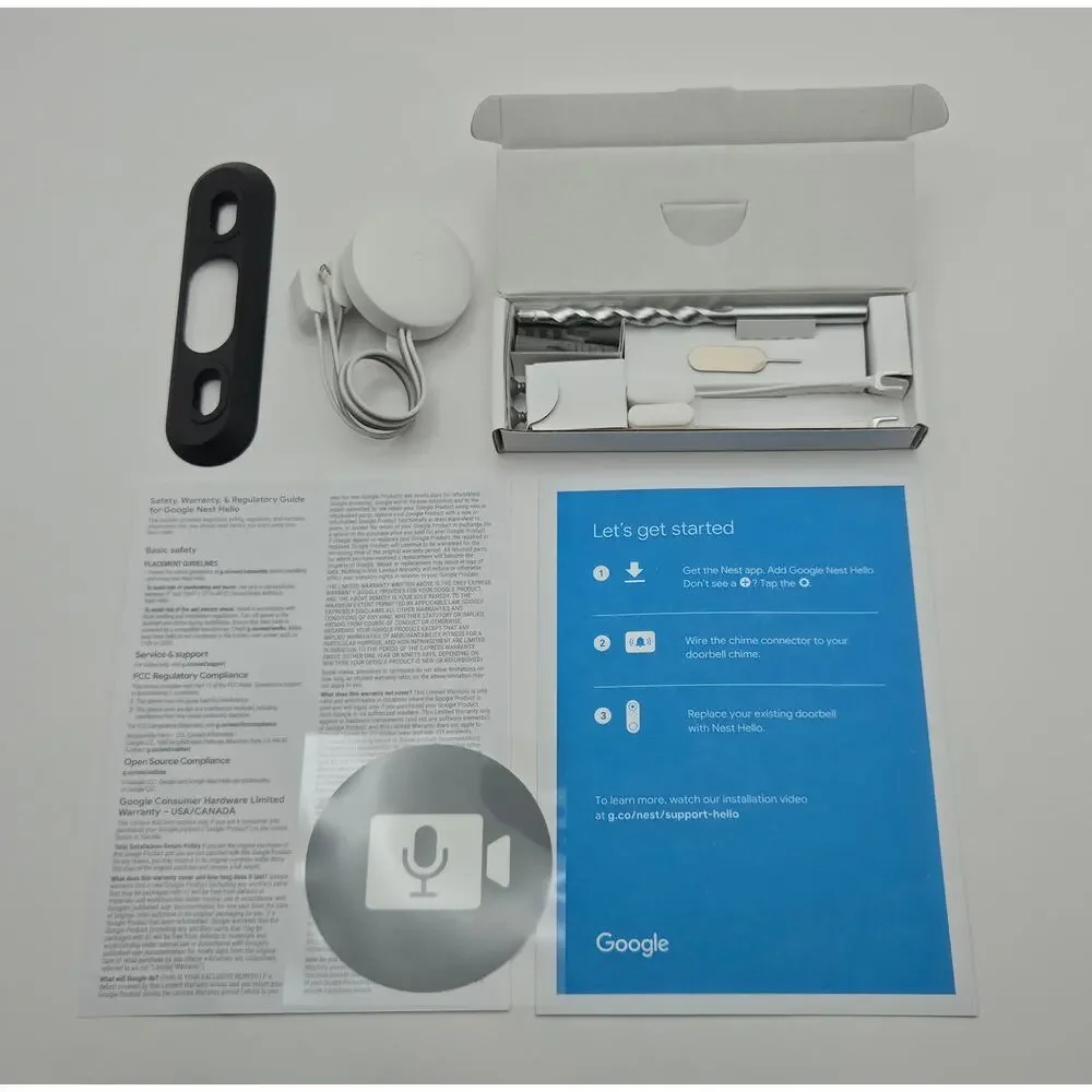 Google Nest Hello Wired Video Doorbell Complete With Accessories Open Box